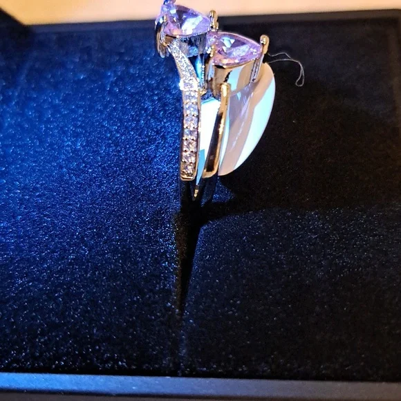 PINK TOPAZ ZIRCON HEART RING - Picture 2 of 3